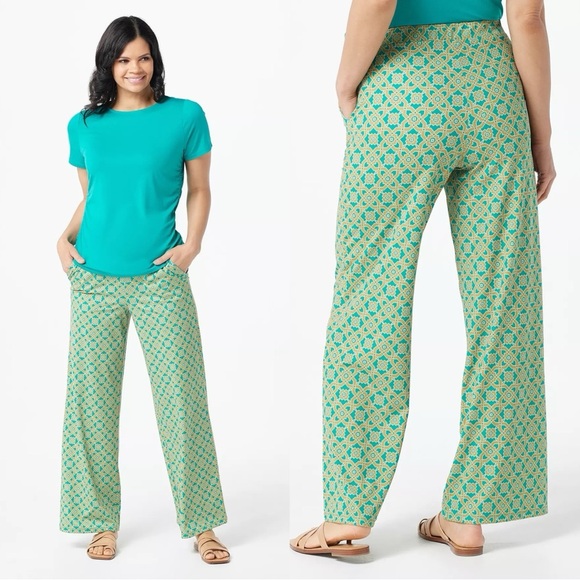 AmberNoon II Dr. Erum IIyas SunKnit Printed Wide Leg Pants - Picture 1 of 5